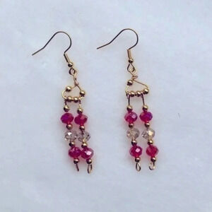 Handmade Red Gold Crystal Earrings NWT
